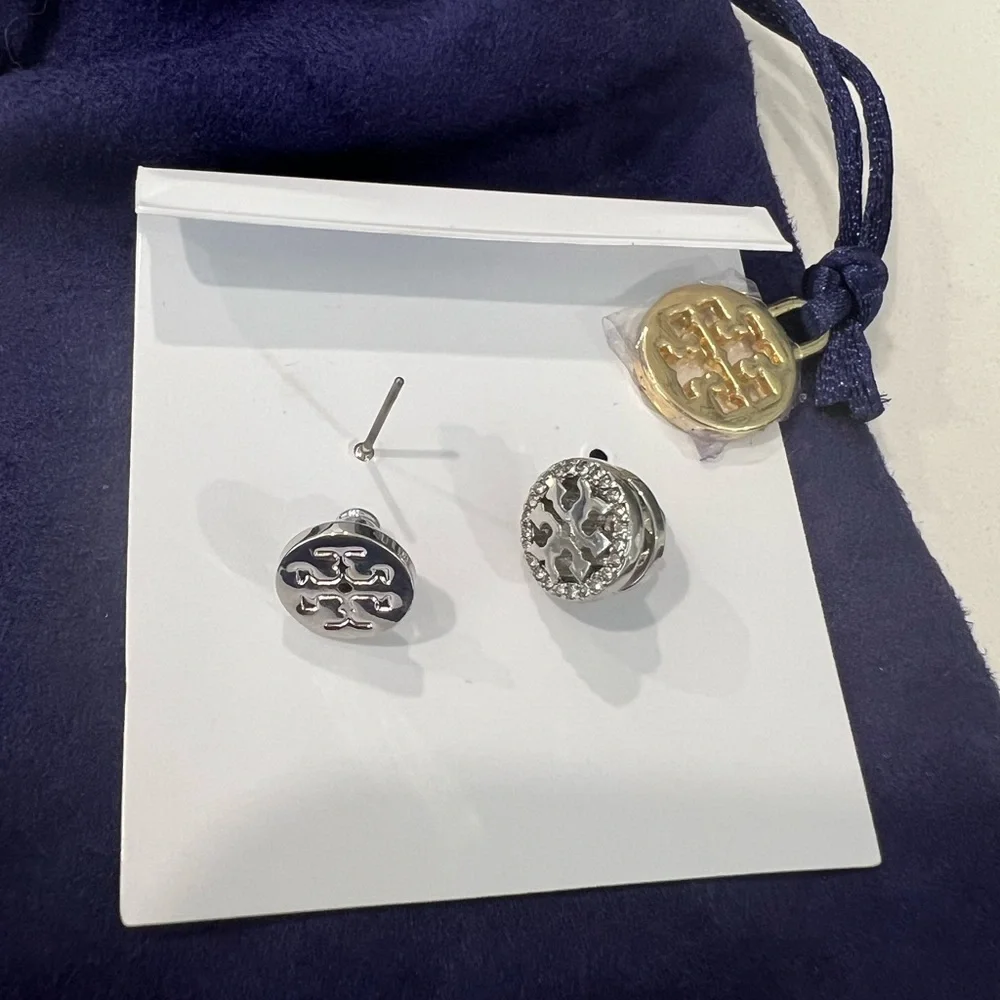 Tory Burch Miller Pave'Stud Earrings - Picture 8 of 9